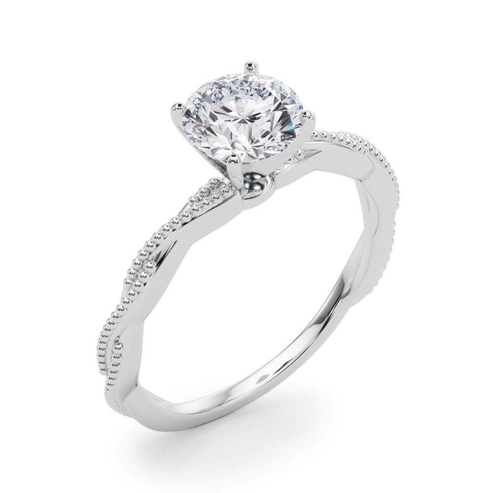 Twisting Milgrain Sterling Silver Solitaire Lab Grown Diamond Ring VS F 1.00 Ct