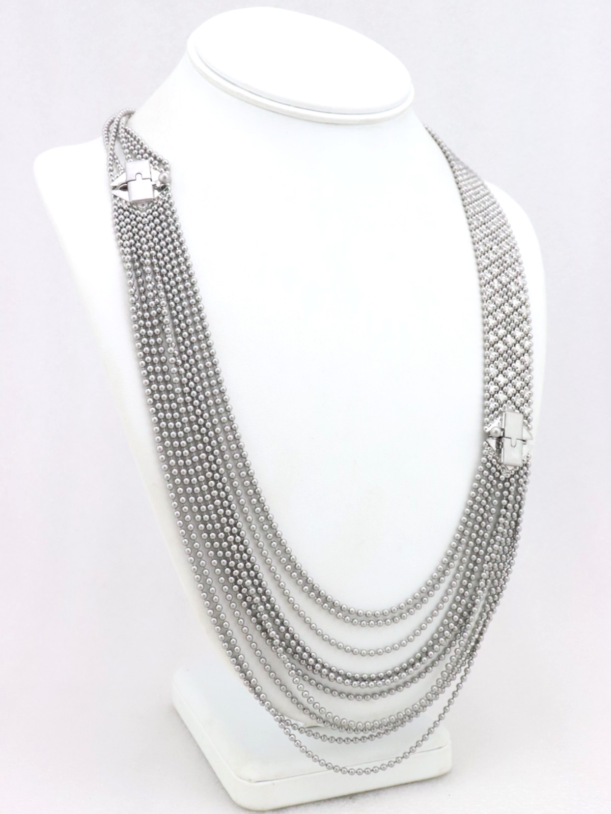 Long 33″ Cabi Convertible Silver Tone Chain Necklace Adjustable Length Runway