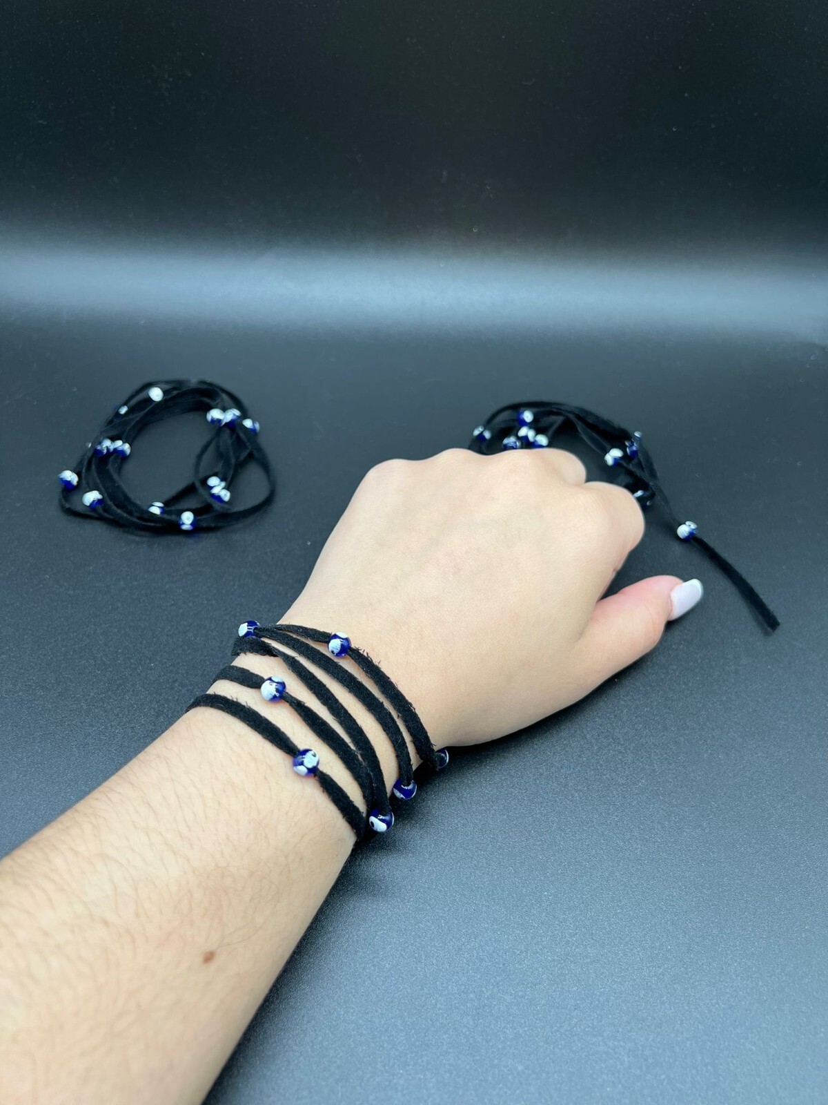 Evil Eye Bracelet Protection Velvet String Wrap Around Anklet Choker