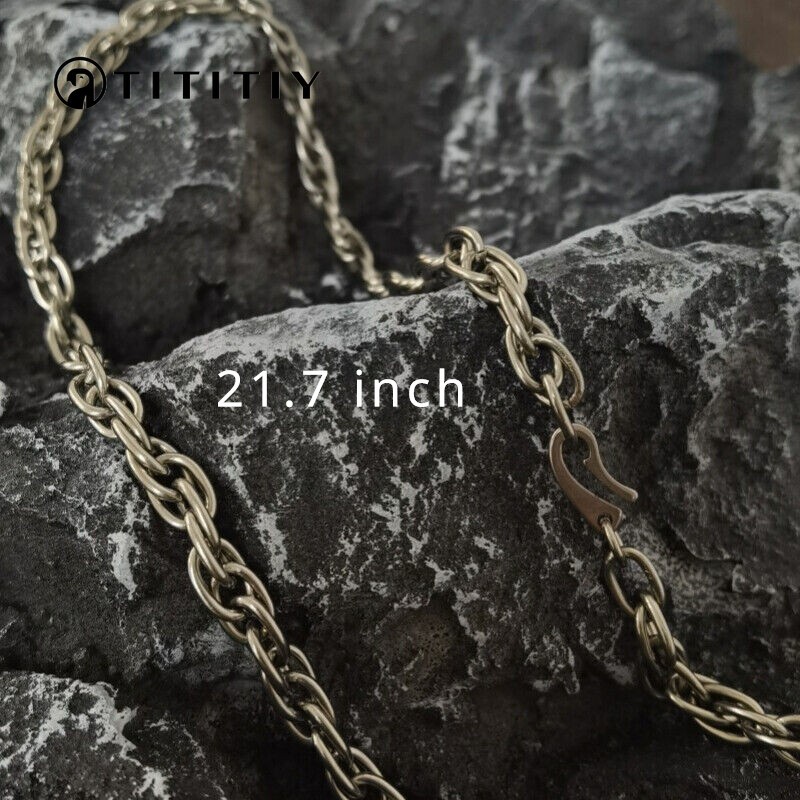 New Pure Titanium Necklace Twisted Necklace 7mm Lightweight Anti Allergy 21.7″