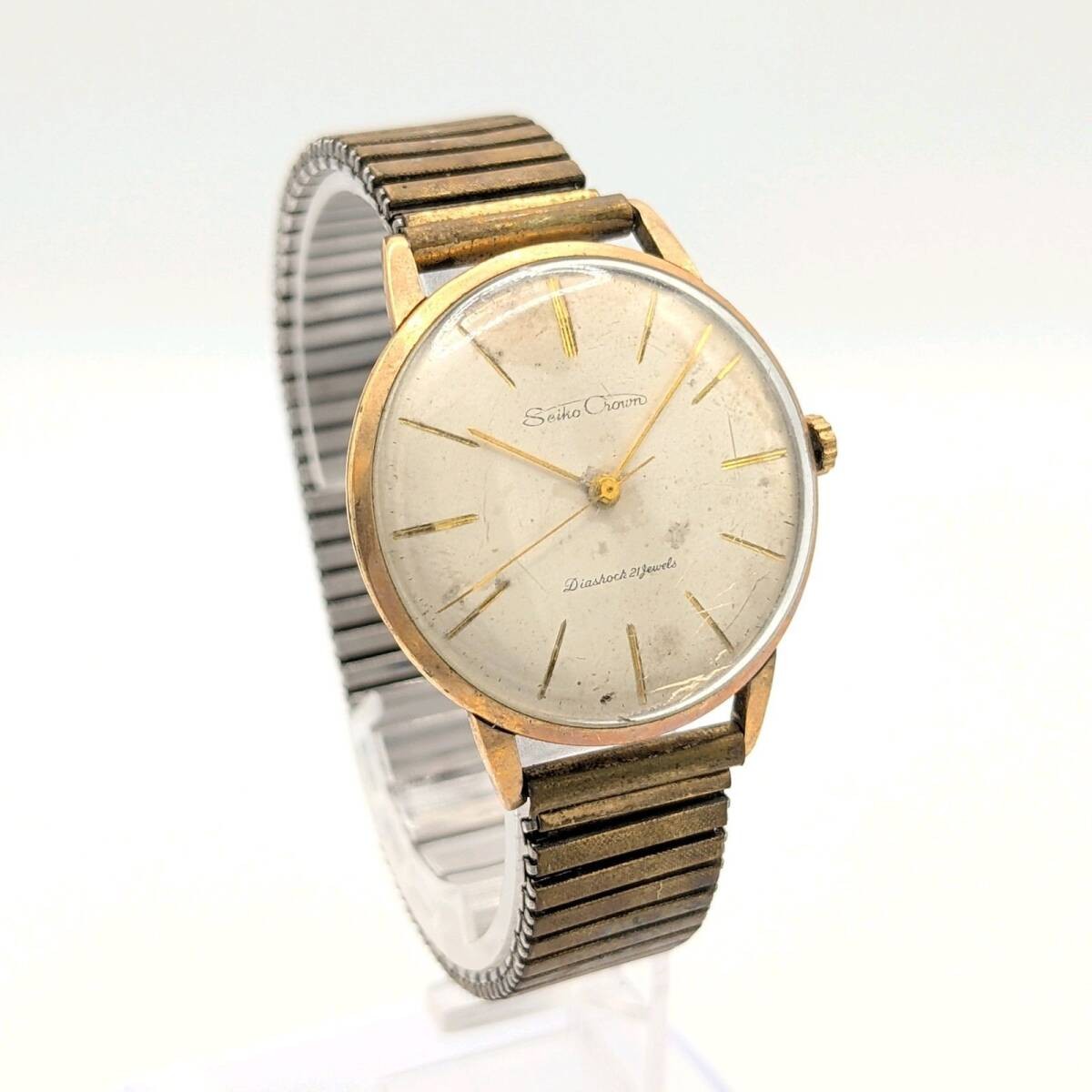 SEIKO CROWN Watch Hand Winding Men’s Round Gold Working Seiko Champion Watch Man