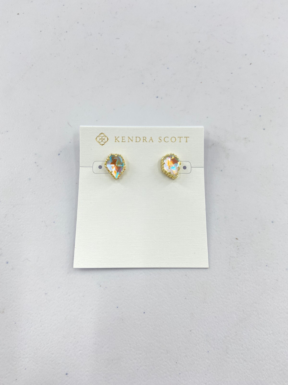 Kendra Scott Tessa Stud Earrings- Gold Iridescent Dichroic Glass