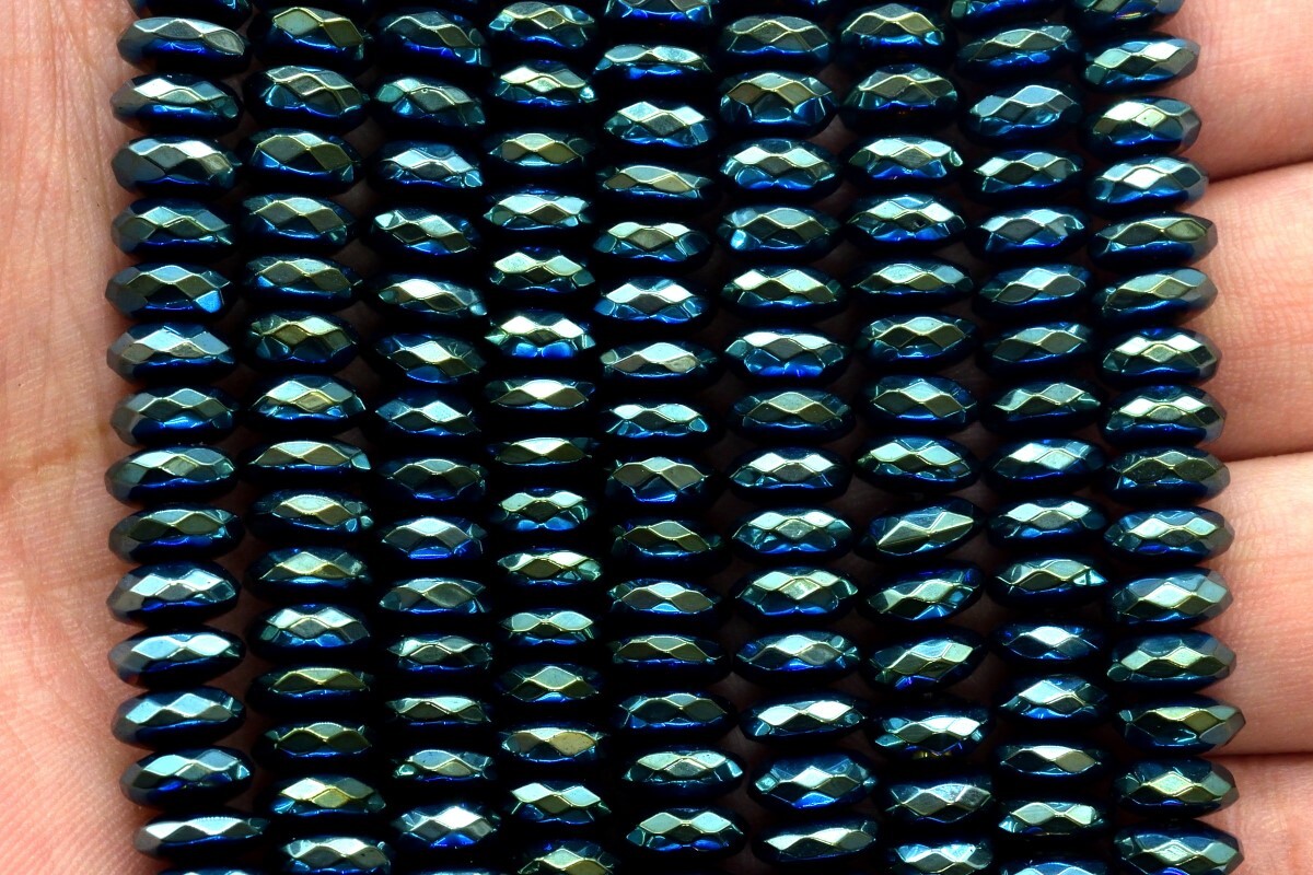 7x3MM Natural Aqua Blue Hematite Beads Grade AAA Faceted Rondelle Loose Bead