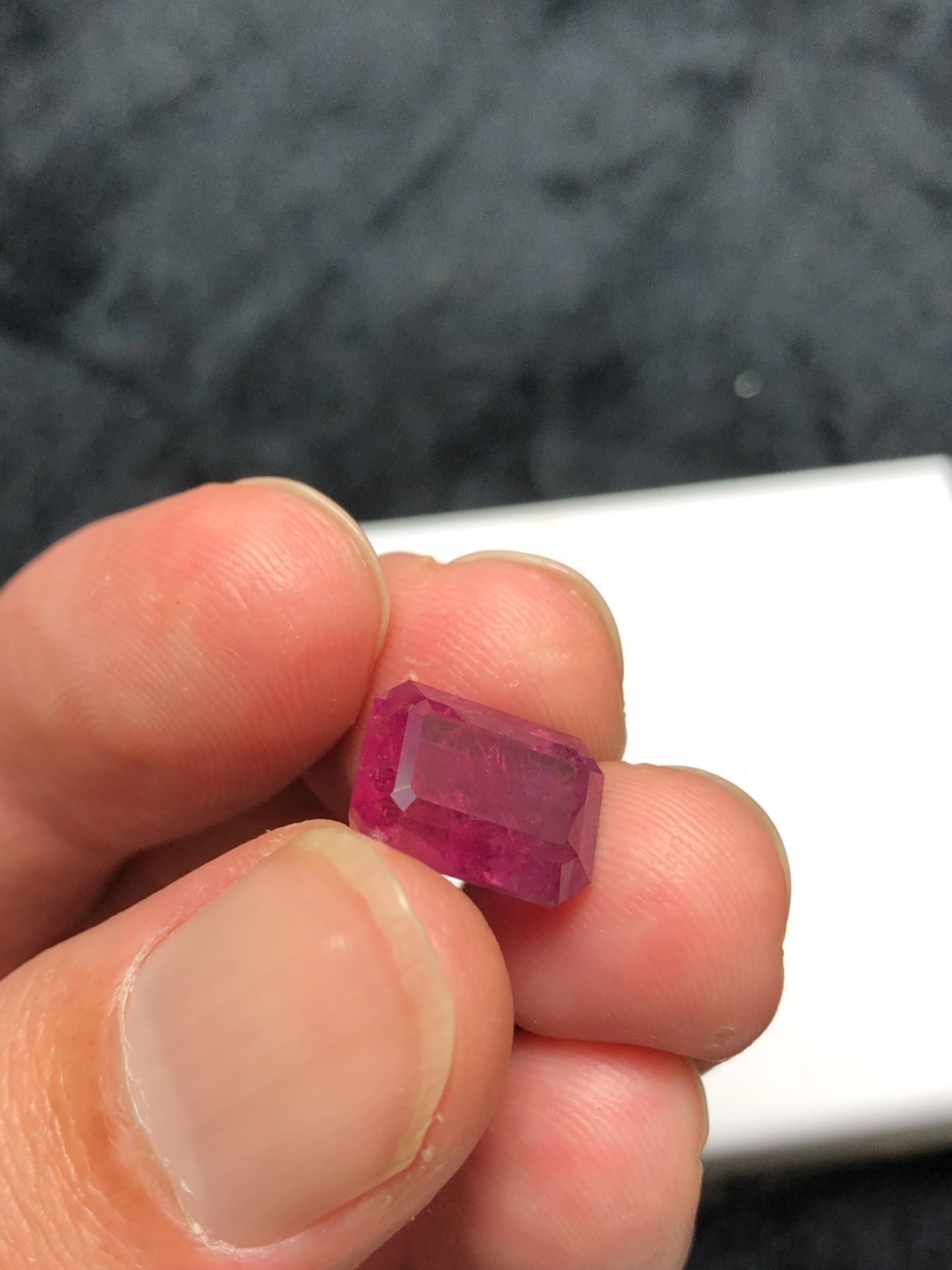 Natural Purplish Pink Tourmaline, Emerald Cut, Hand Faceted