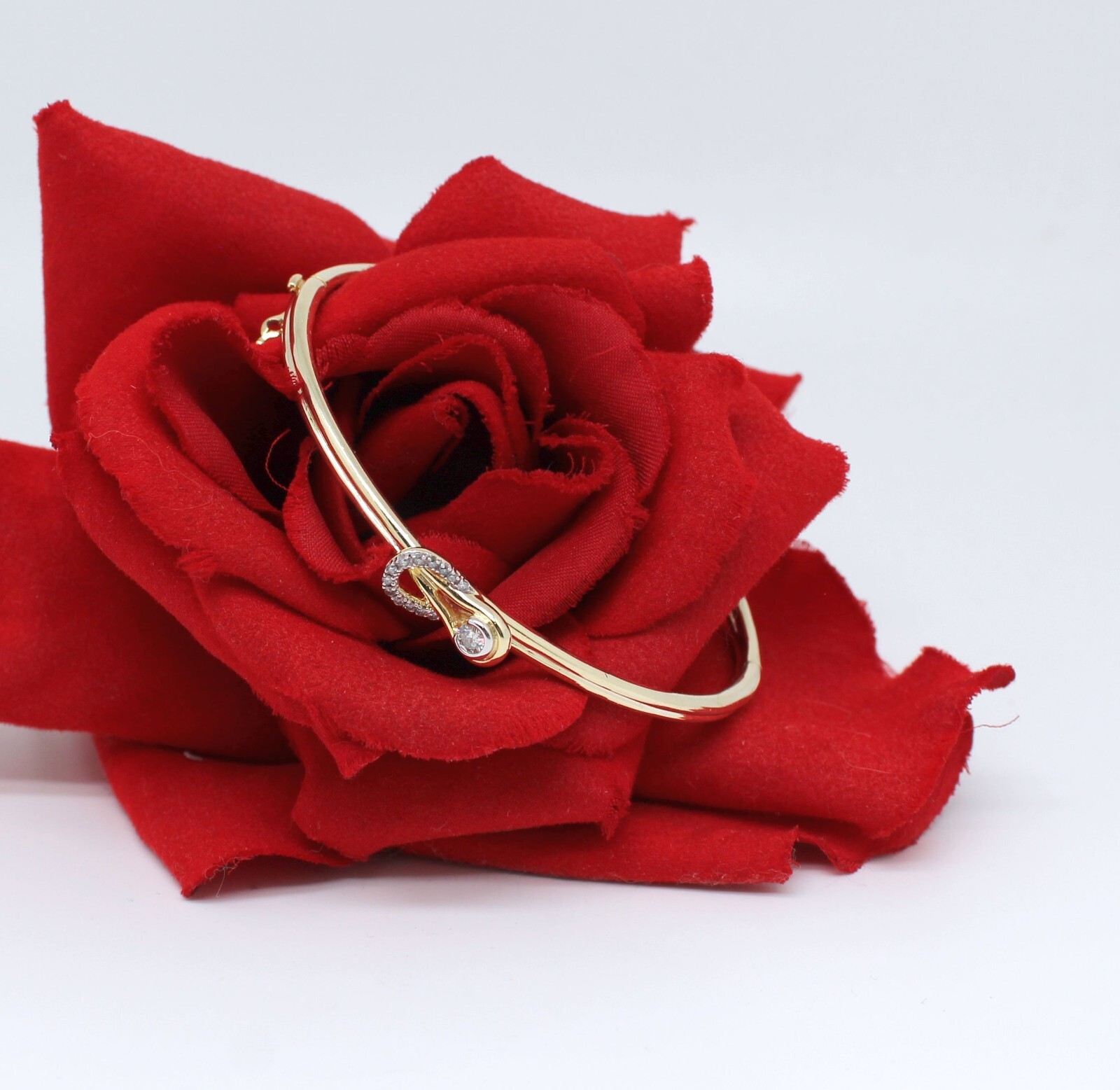 ZEI Vermeil & Diamond Bangle Bracelet 14.04g CAT RESCUE