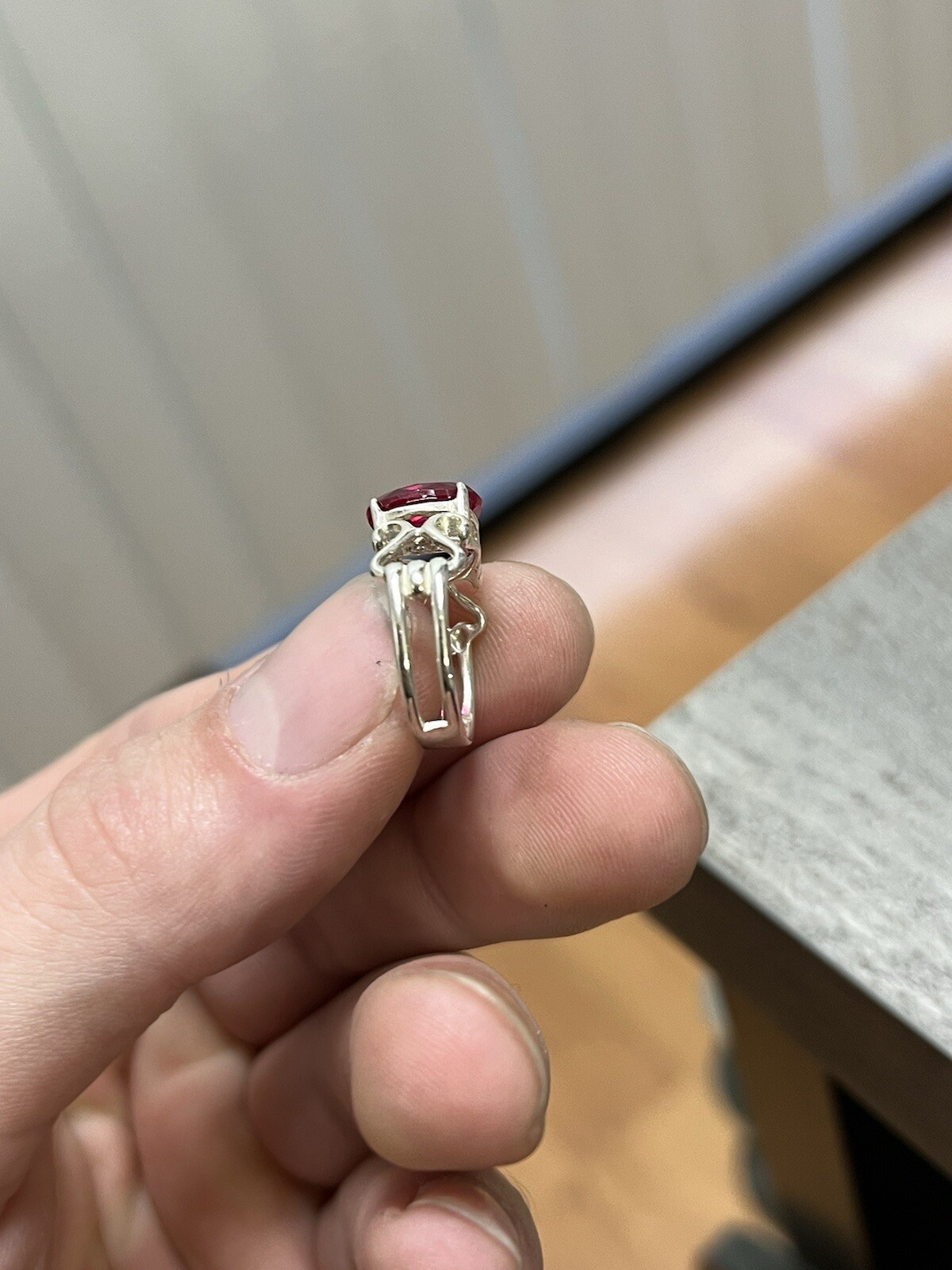 925 Sterling Silver Ruby Red Color Ring 3.2 Grams Size 5