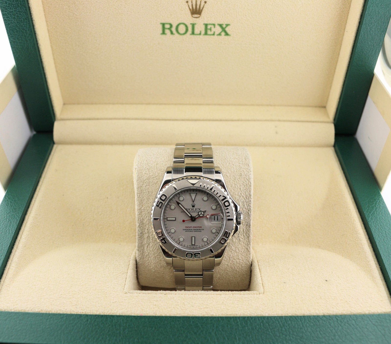 1999 Rolex Yacht-Master 168622 Platinum Dial SS Midsize No Papers 35mm