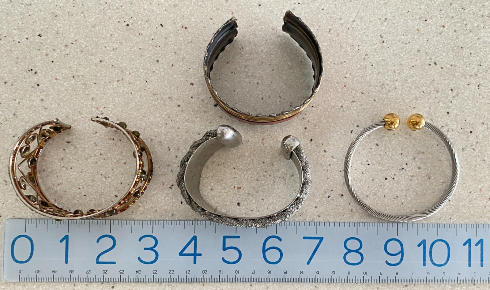 Lot of 4 Vintage Cuff Bracelet Magnetic Stainless Cable Ann Taylor Mesh Beaded