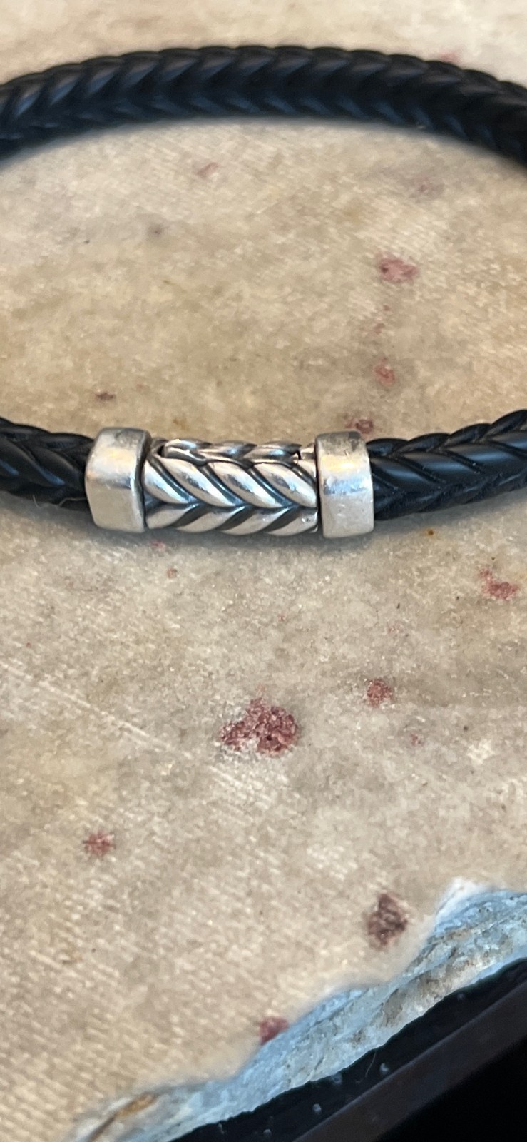 David Yurman Chevron Bracelet Black Rubber 925 silver, 6.8mm 7.75″/7.25″ inner