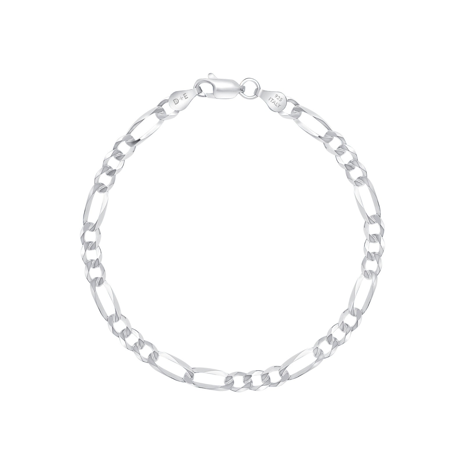 Solid 925 Sterling Silver Italian 5mm 22″ Flat Figaro Link Chain Necklace
