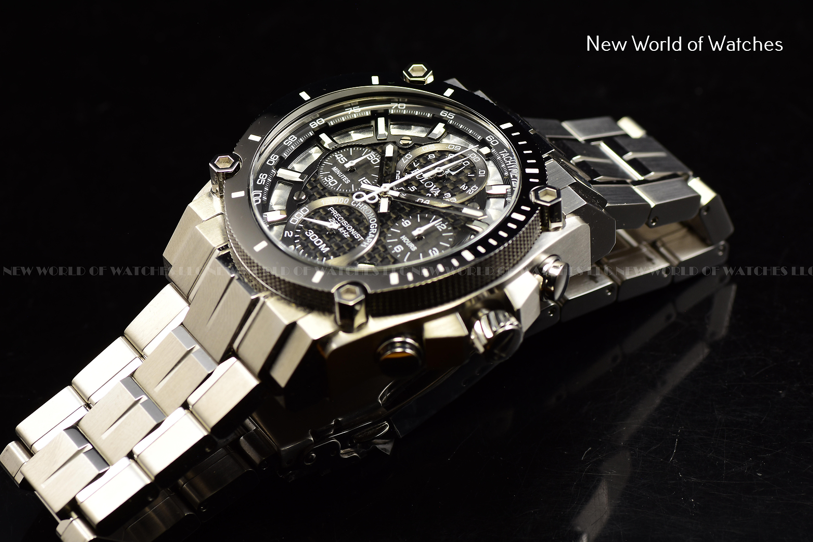 Bulova Men’s Precisionist 46mm Chronograph Stainless Steel Quartz Watch 98B405