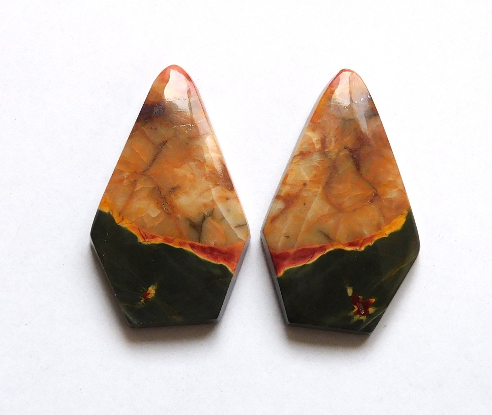 24.25Cts Natural Cherry creek Jasper(26mmx15.4mm each)Cabochon Match Pair YA26