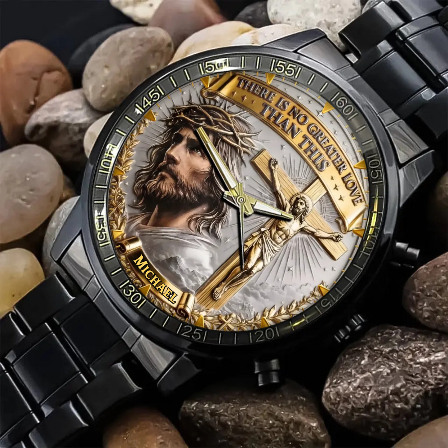 Personalized Christian Watch – Featuring A Jesus Cross Motif And Customizable Na