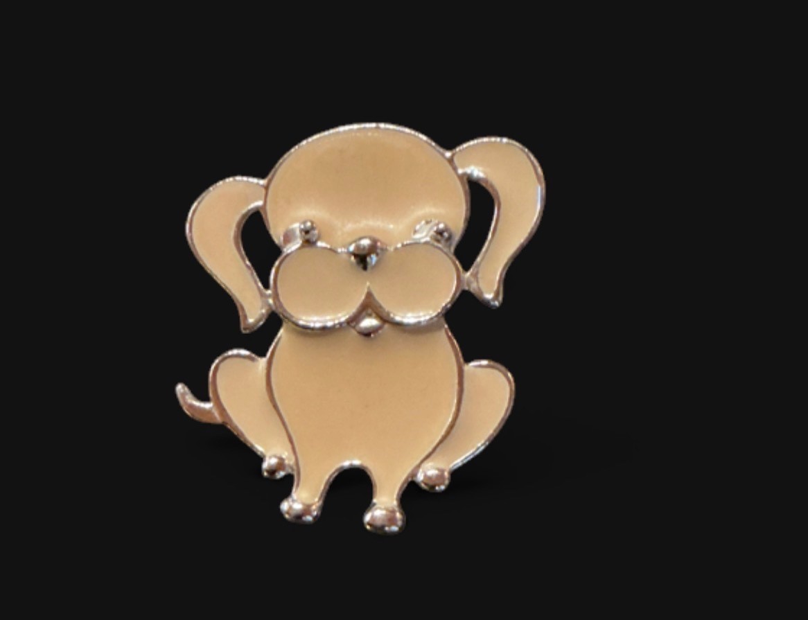 Sarah Coventry Vintage Puppy Dog Brooch Cream Enamel Pin Signed 1970s Dog Gift