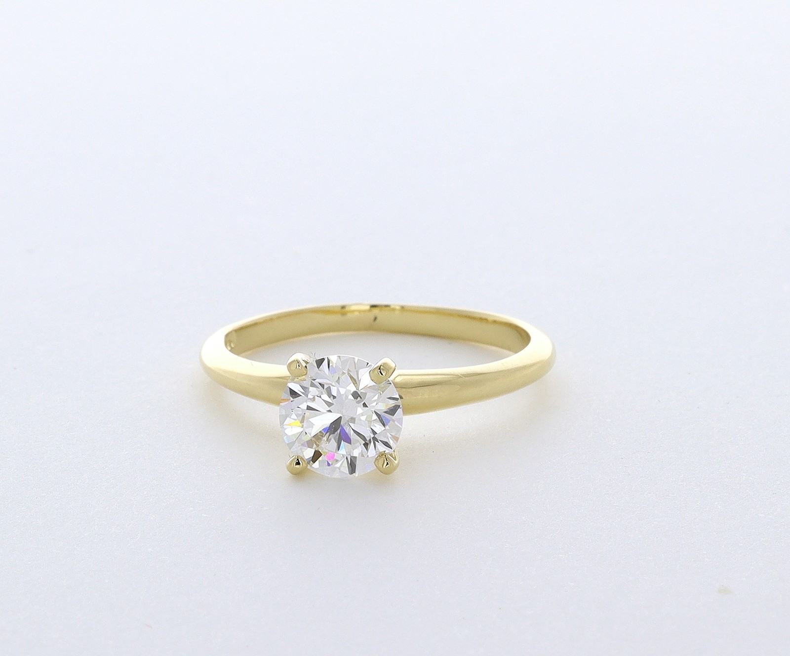 Solitaire Engagement Ring 14K Gold 1.01 Carat Round Lab-Grown Diamond D VVS2