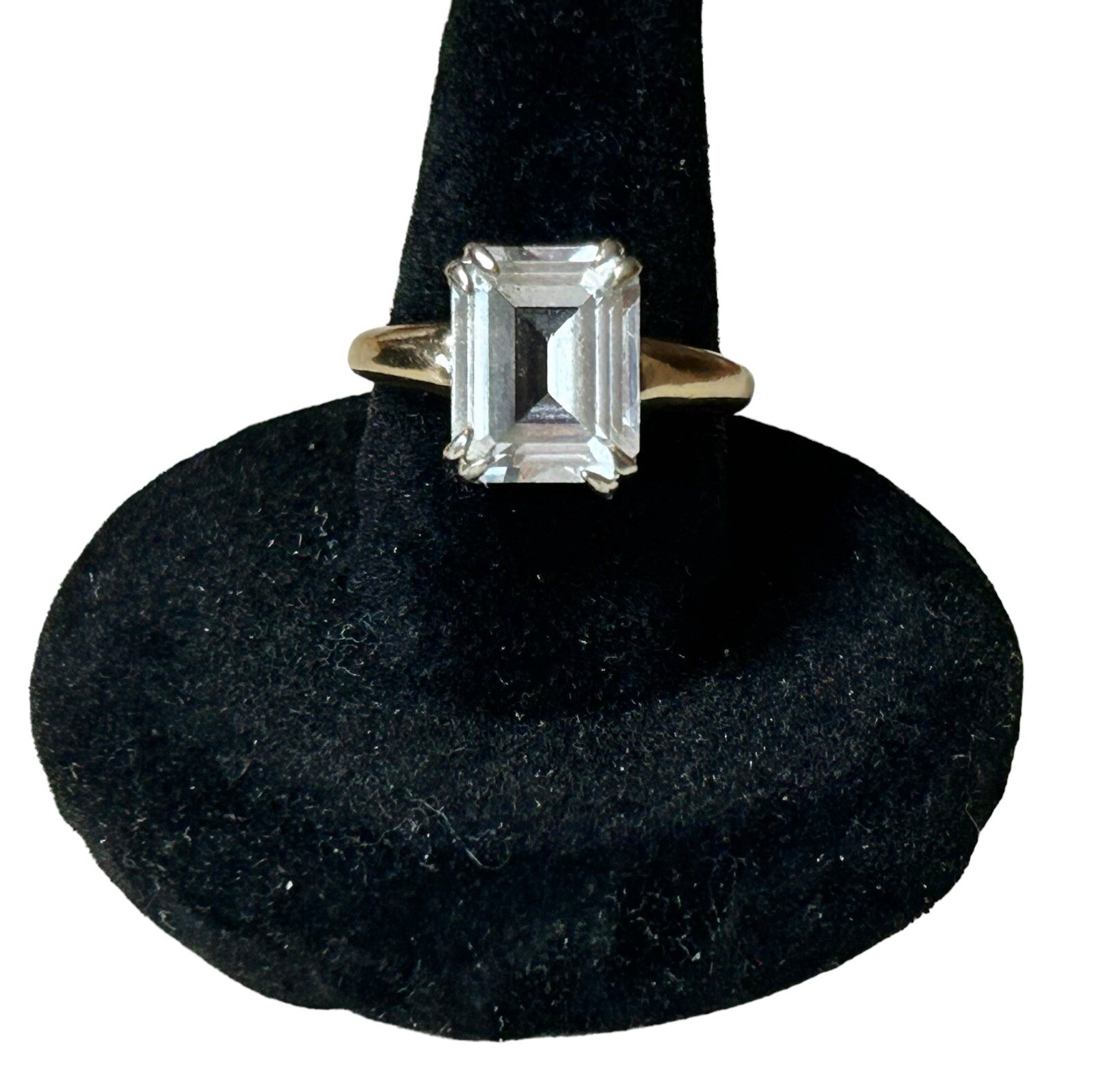 Uncas 14K Gold Filled Simulated White Spinel Solitaire Engagement Ring Size 5.25