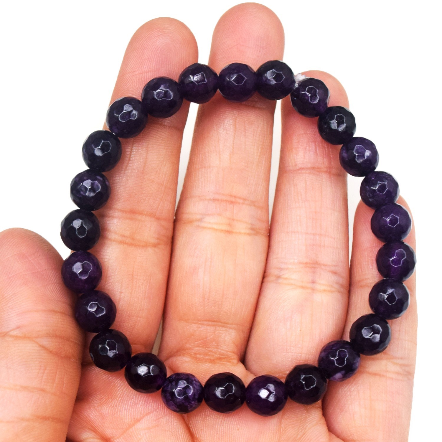 Sparkling 81.00 Cts Lepidolite Amazing Cut Stretchable Bracelet Beaded RK 09AZ26