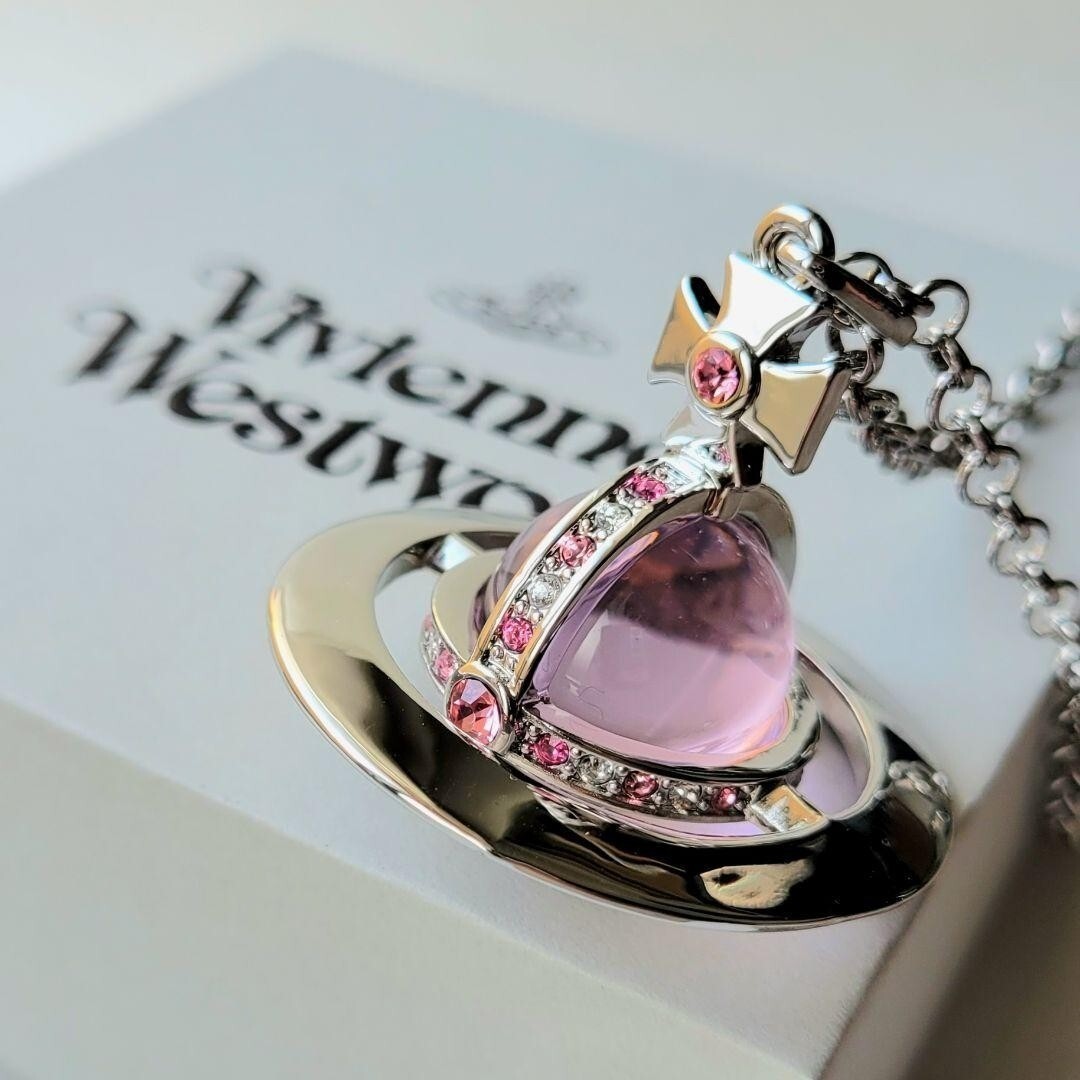 Vivienne Westwood Small Orb Necklace Pink 80cm