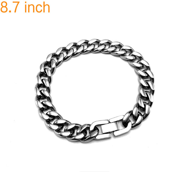 Pure Titanium Bracelet Polished 2-Side 10.5mm Wide 8.7″ Anti Allergic Classic