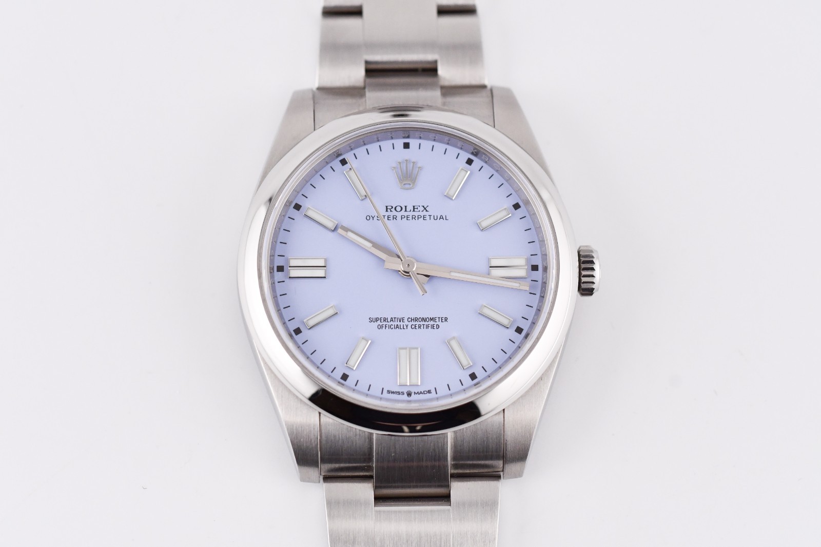 Rolex Oyster Perpetual 41mm Ref. 124300 Custom Lavender Dial Box and Paper