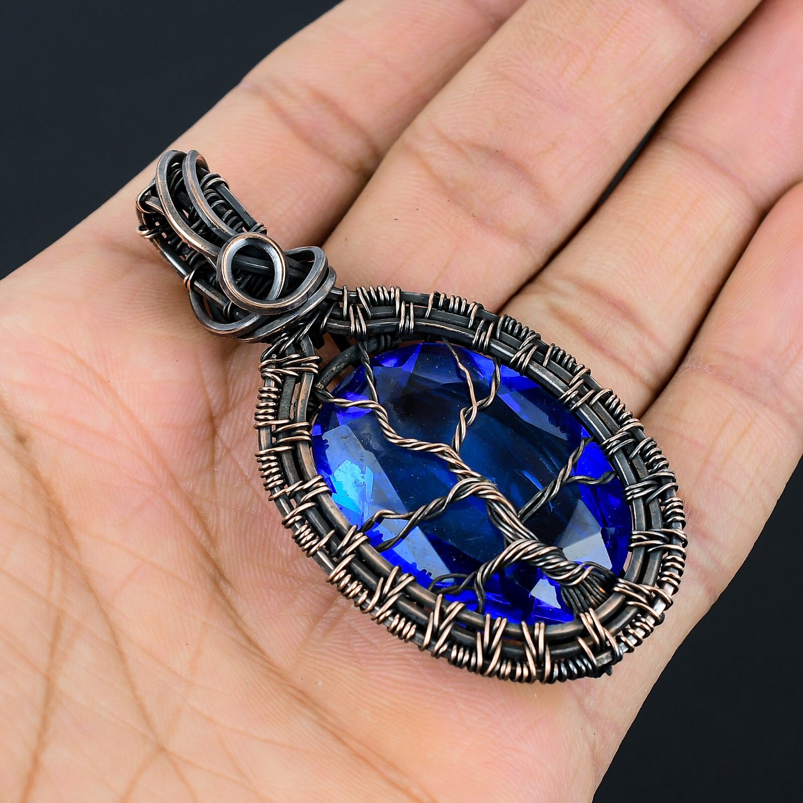 Tanzanite Handmade Gemstone Beautiful Tree Of Life Copper Wire Wrapped Pendant