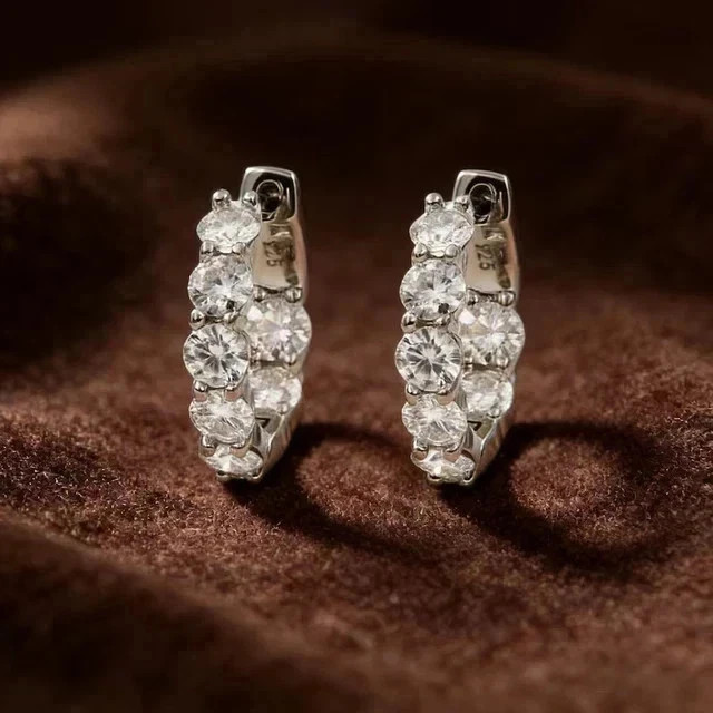 Lab Grown Diamond 14K White Gold Plated Pretty Women’s Wedding Hoop Earring