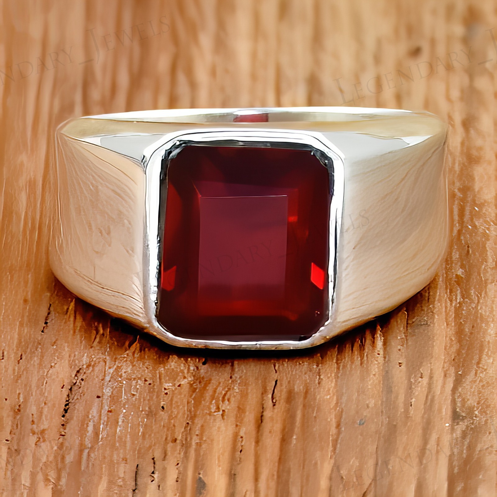 Red Ruby Gemstone With 925 Sterling Silver Handmade Ring for Men’s Stylish Ring