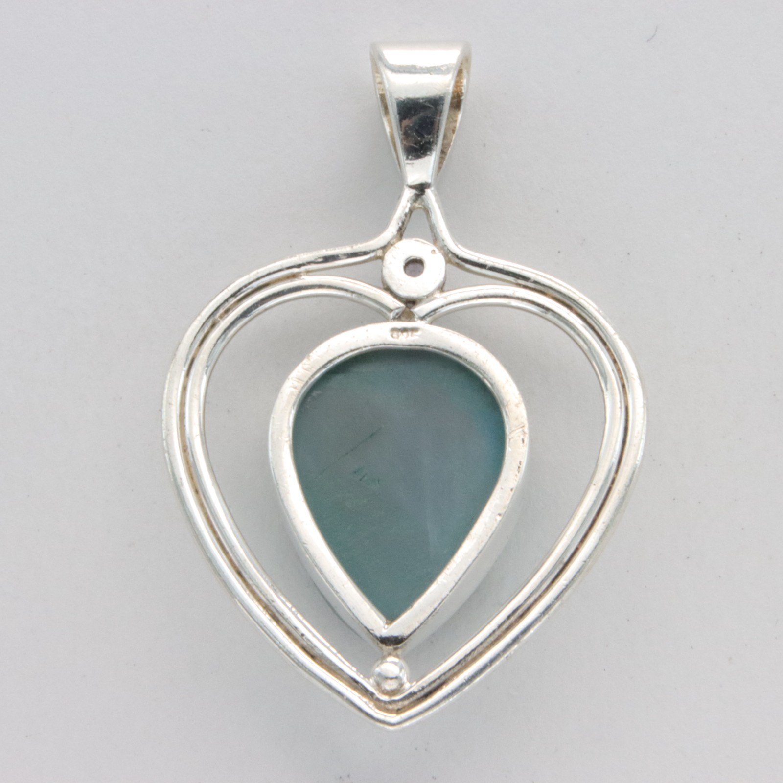Drop DRUZY DRUSY Druse QUARTZ Heart Pendant 925 STERLING SILVER Necklace #29e