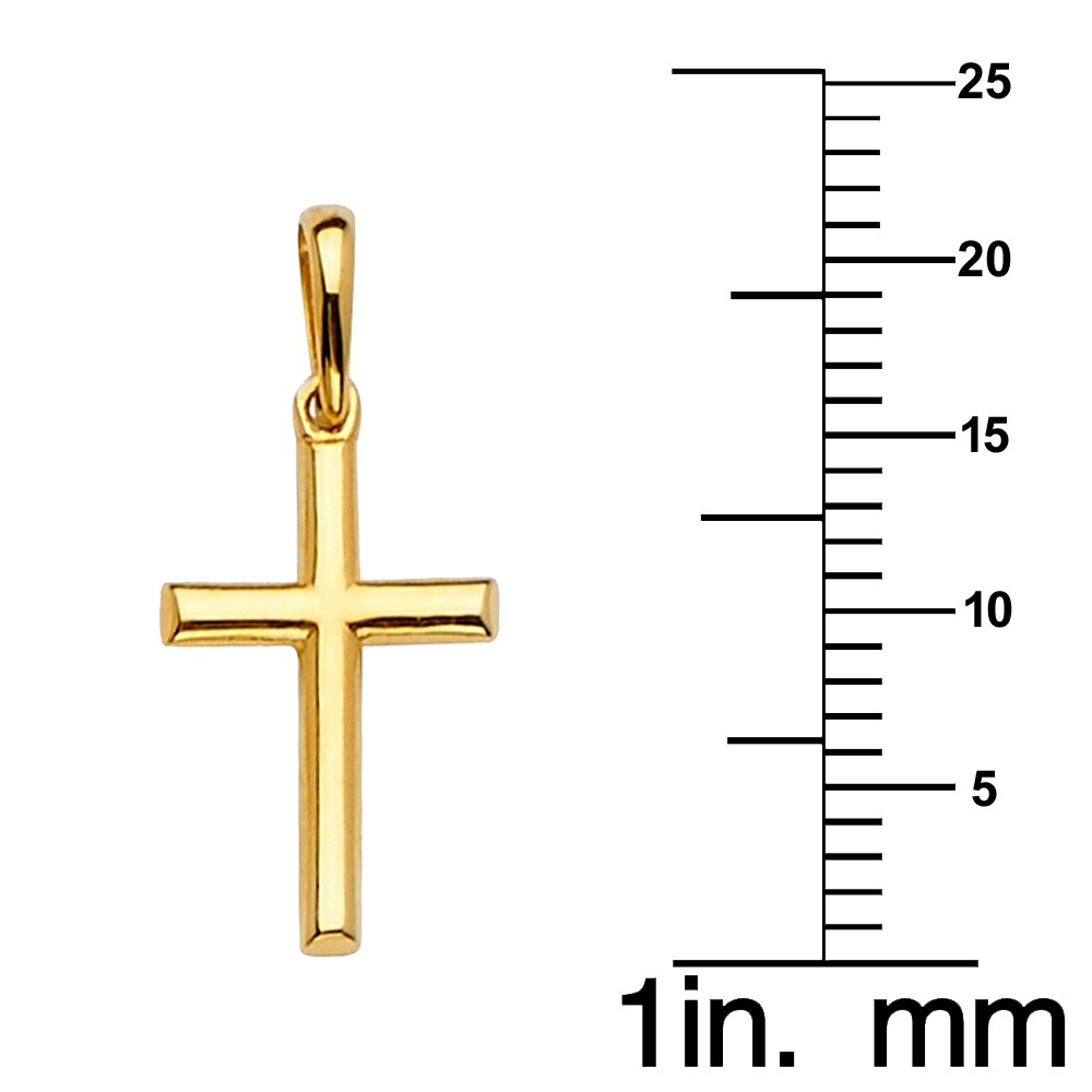 Genuine 14k Yellow Gold 0.82″ Thin Religious Cross Pendant For Men or Women