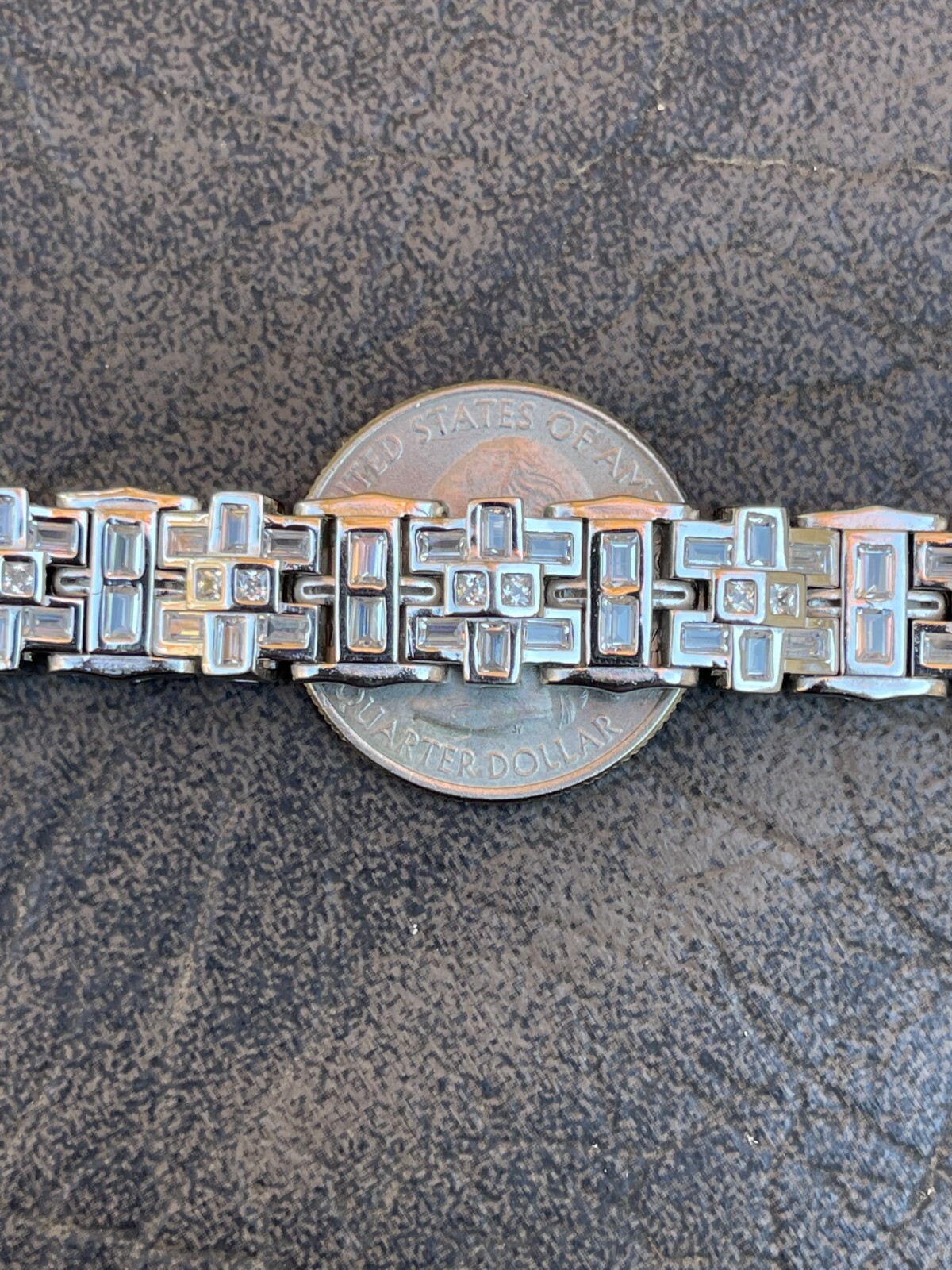 Mens Custom Link Bracelet Real 925 Sterling Silver Iced Baguette CZ Hip Hop