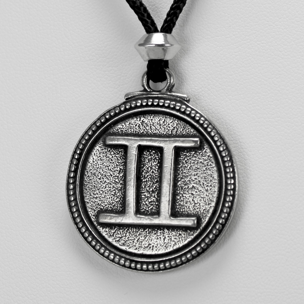 Gemini Zodiac Pendant Astrology Necklace Horoscope Pewter jewelry talisman