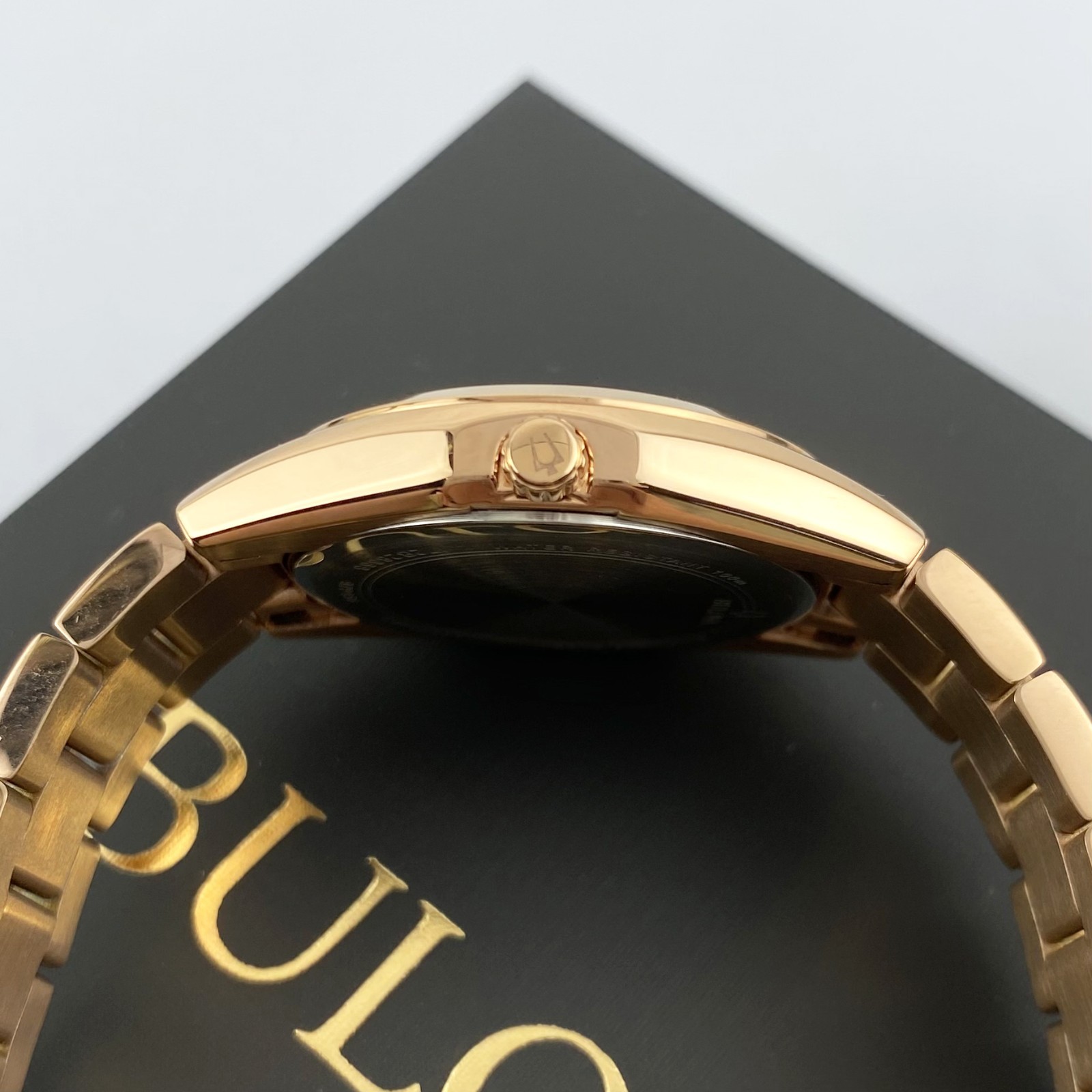 Bulova Surveyor 97P156 Womens Quartz Watch Grey Dial Rose Gold Diamond Stainless