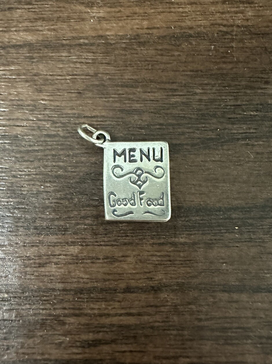 Shube’s Dakota West Sterling Silver Restaurants Menu Of Good Food Charm 3.30g