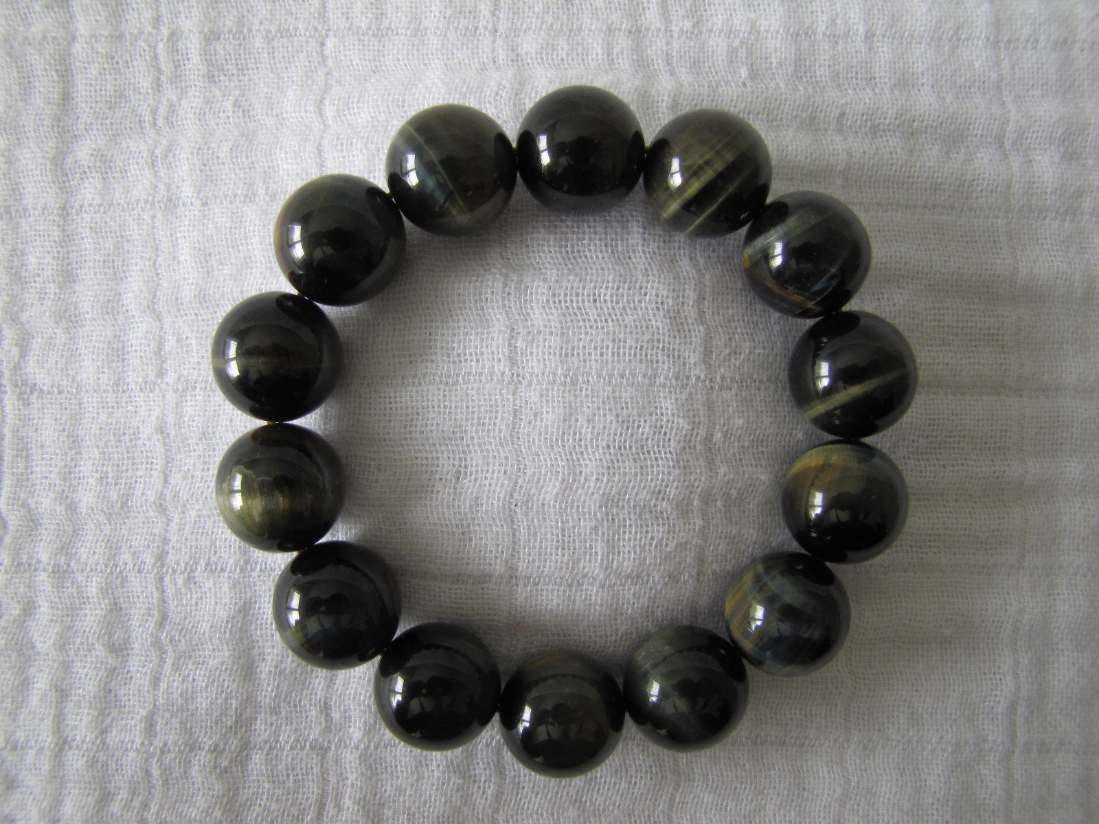 Artisan Natural Hawk Eye Brown Gemstone Round Beads Stretchy Bracelet BR-3*