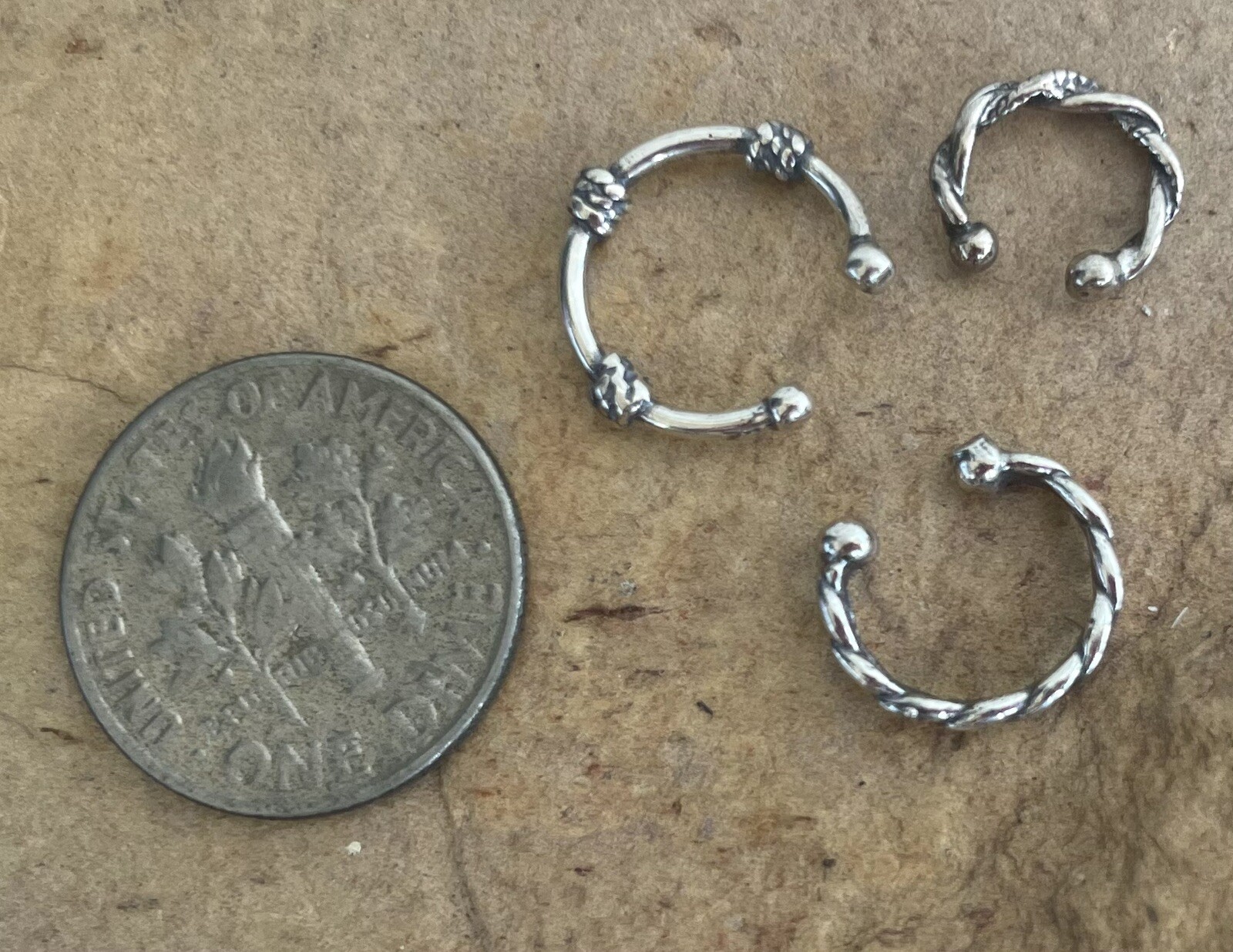 3 Ear Cuffs As Pictured Genuine .925 Sterling Silver Ear Clip Lot + Gift Box