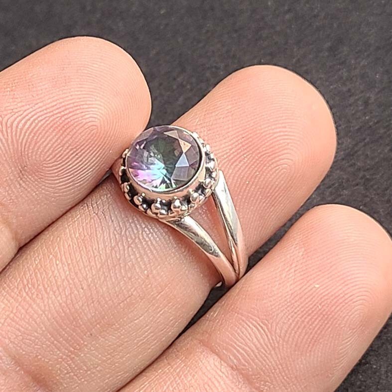 Mystic Quartz Gemstone 925 Sterling Silver Handmade Fine Ring All Size Available