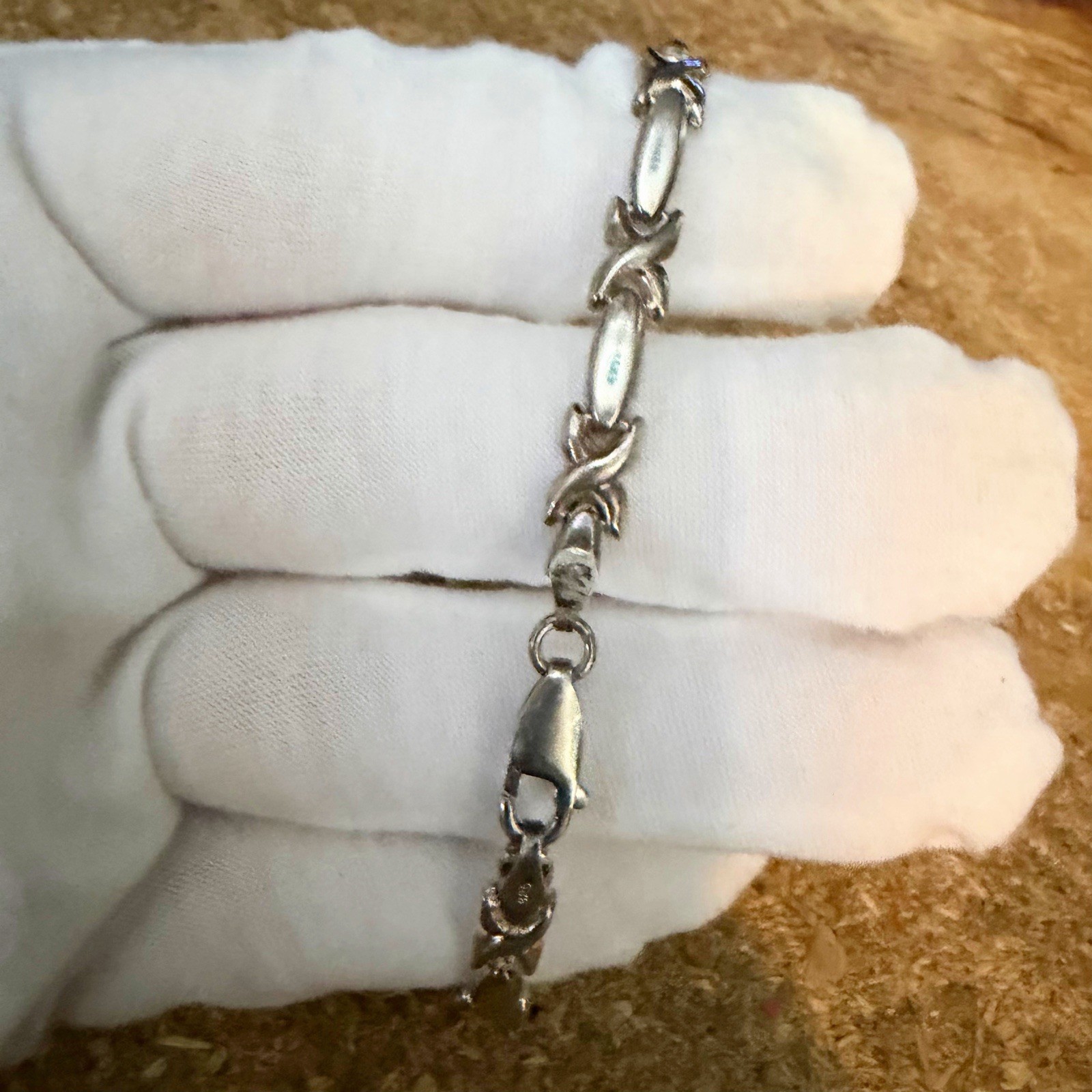 Vintage STAR 925 X’s & O’s Hugs Kisses Sterling Silver XO Link Bracelet