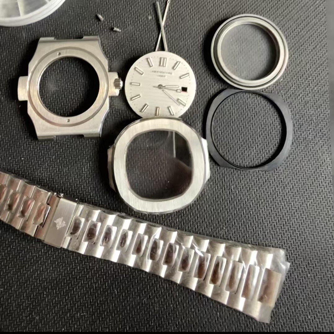 DIY Watch Part Kit for 2824 Nautilus 40mm SS Watch Case+Dial+Hands+Steel Strap