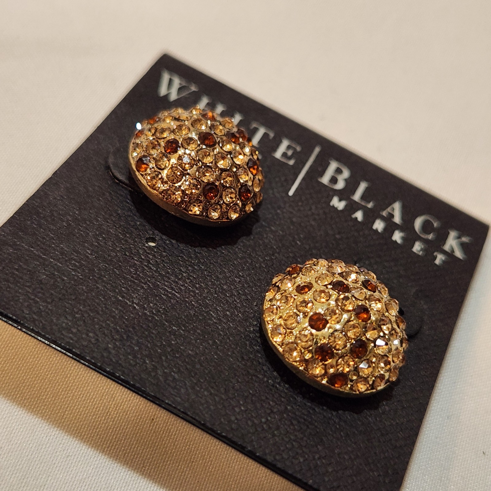 White House Black Market Lot 3 Jewelry Necklaces Earrings Crystal Gold Tone WHBM
