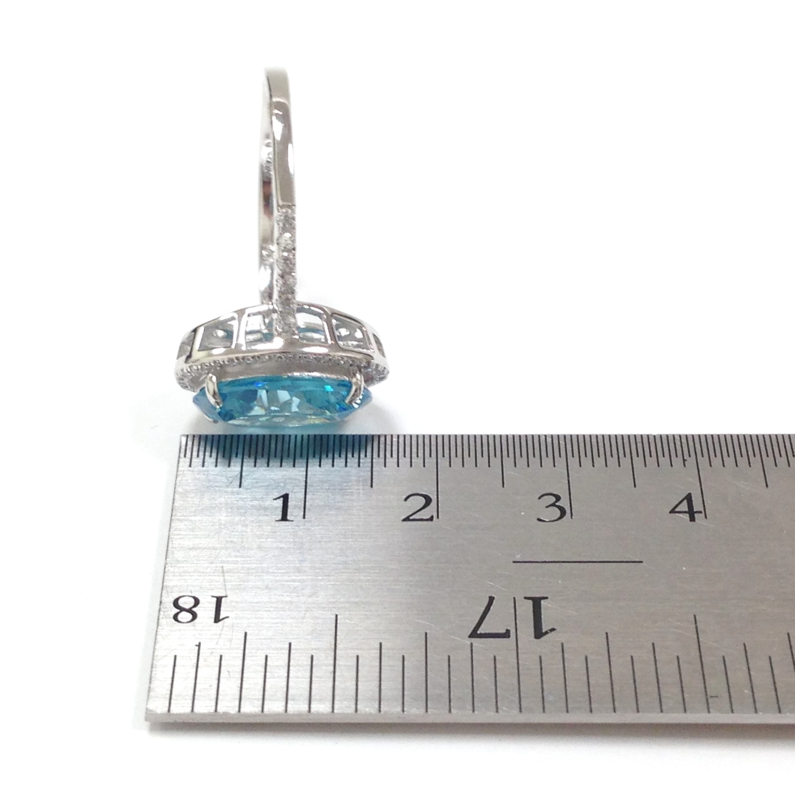FZN Fuzion Creations 925 Sterling Silver Oval Blue Stone Ring Sz 10.75 Jewelry