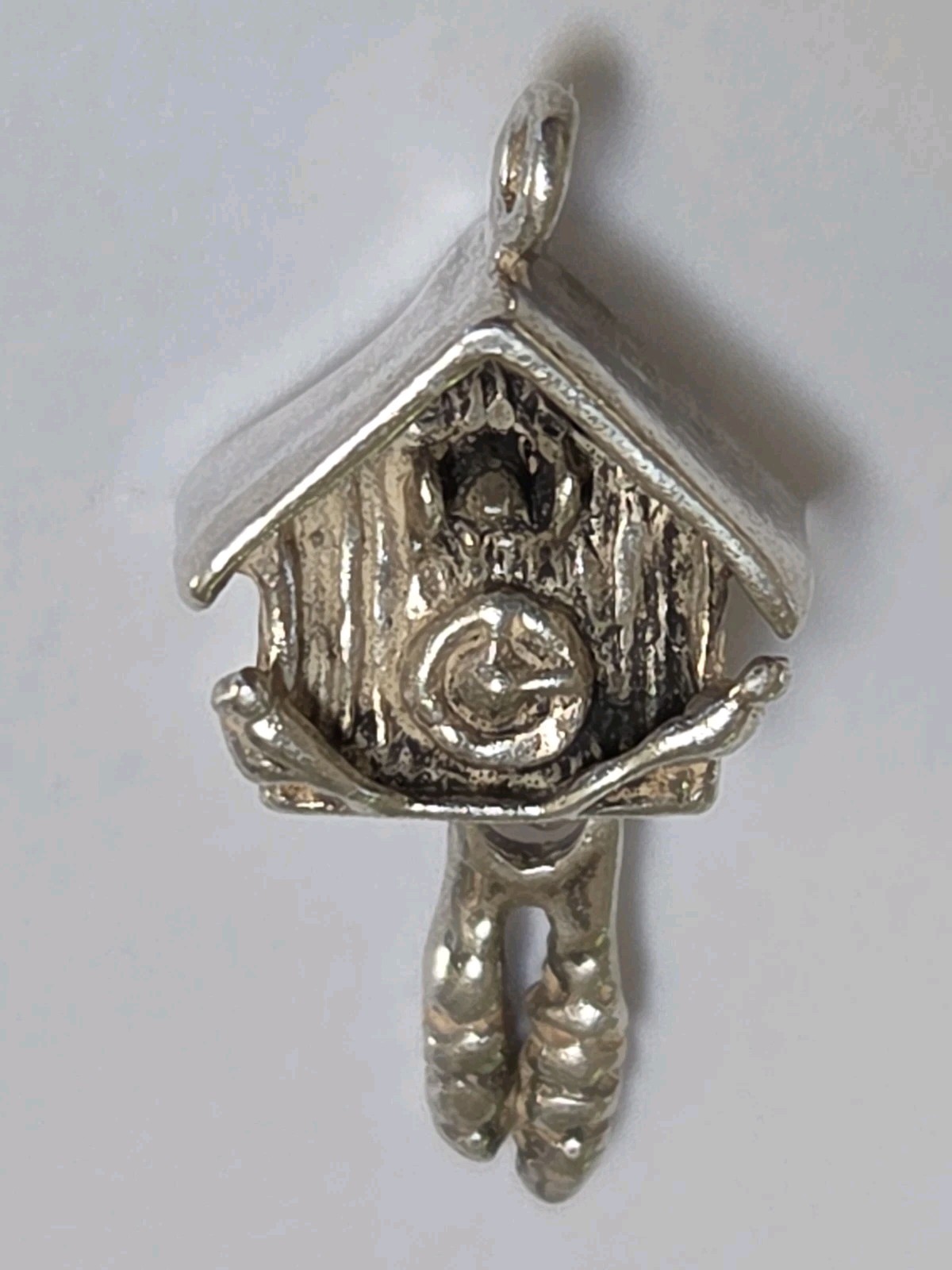 Sterling Silver ~ Cuckoo Clock Charm ~ VERY NICE BIRDS~ Pendulum Moves ~ VINTAGE