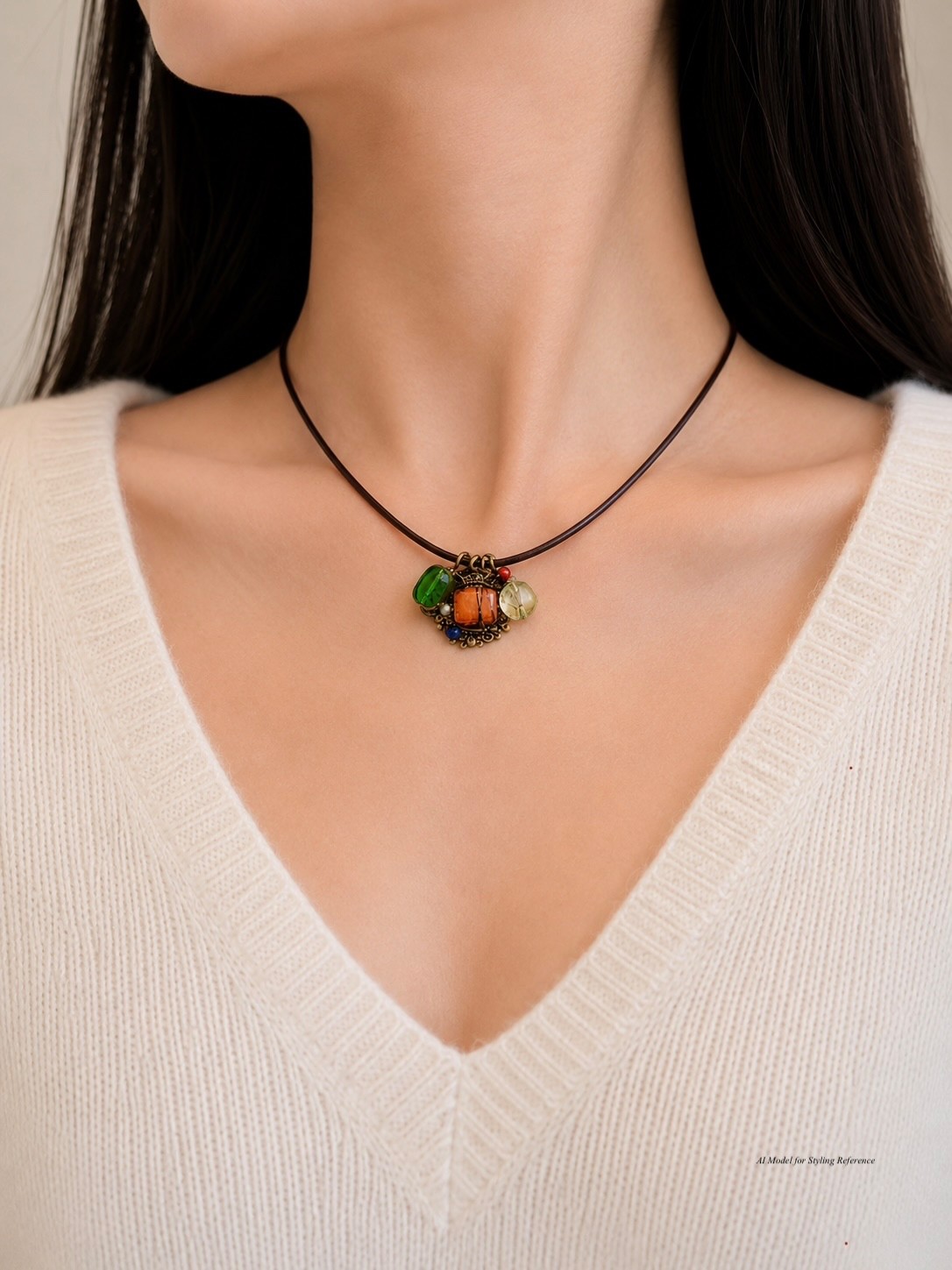 one-of-a-kind handmade necklace with vintage-inspired assemblage pendant