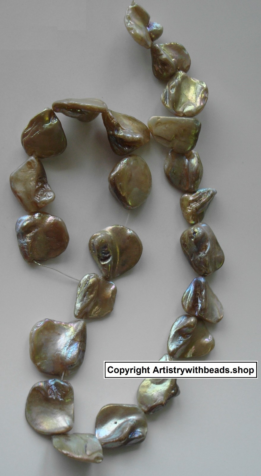 Ivory irridescent coated baroque Mabe mother of pearl shell nugget beads BS011