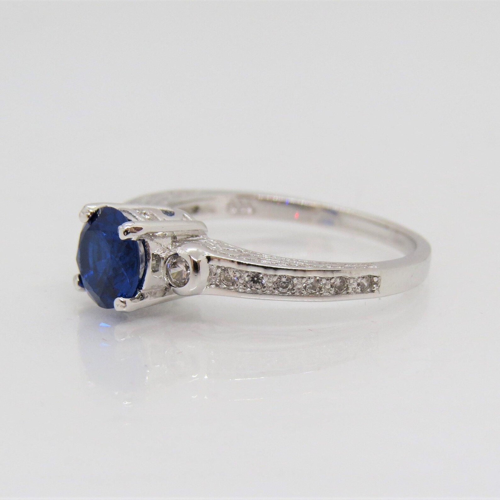 2.50 Ct Round Cut Natural Sapphire Diamond Wedding Ring 14K Solid White Gold 6