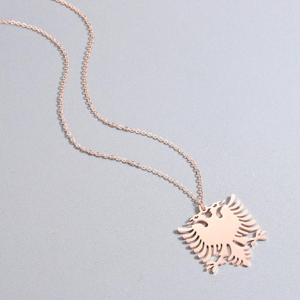 Albania Necklace Pendant Chain Double Headed Eagle Albanian Albino Gold Silver