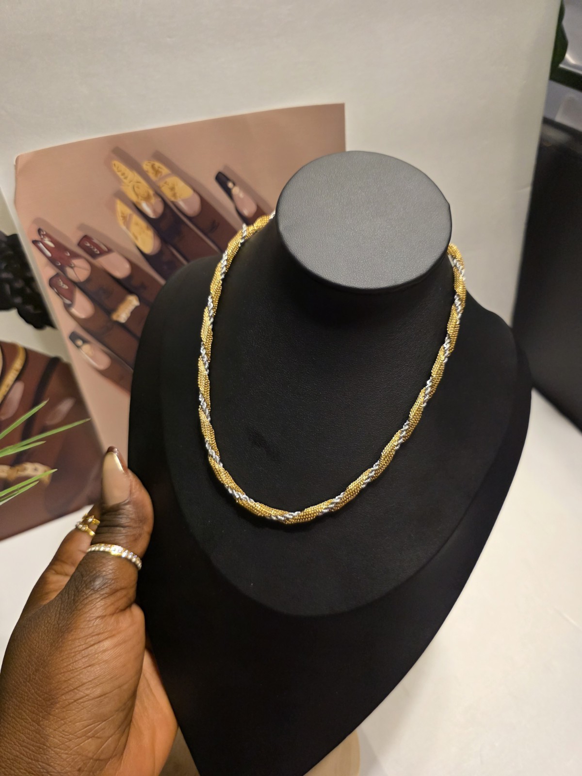 Gold & Silver Tone Metal Rope Chain Necklace, Lobster Clasp, No Stone