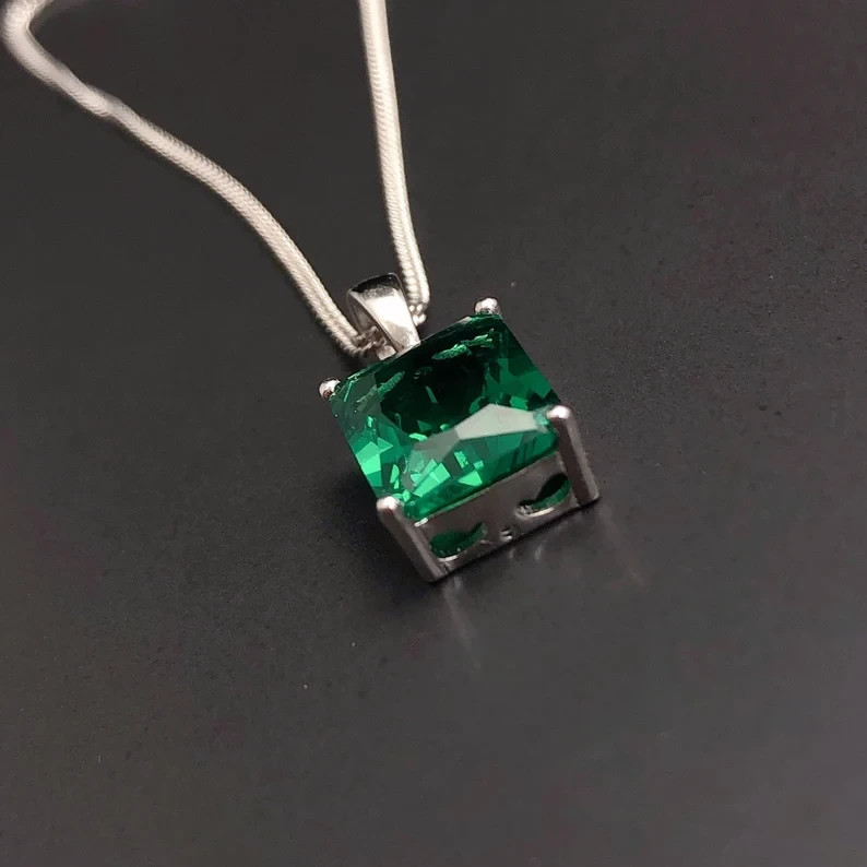 Elegant Mens Emerald Pendant 925 Sterling Silver Ring Gift Jewelry Gift Pendant