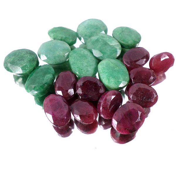 150 Ct+ Natural Exclusive Emerald and Ruby Faceted Gems Lot For Jewelry Making