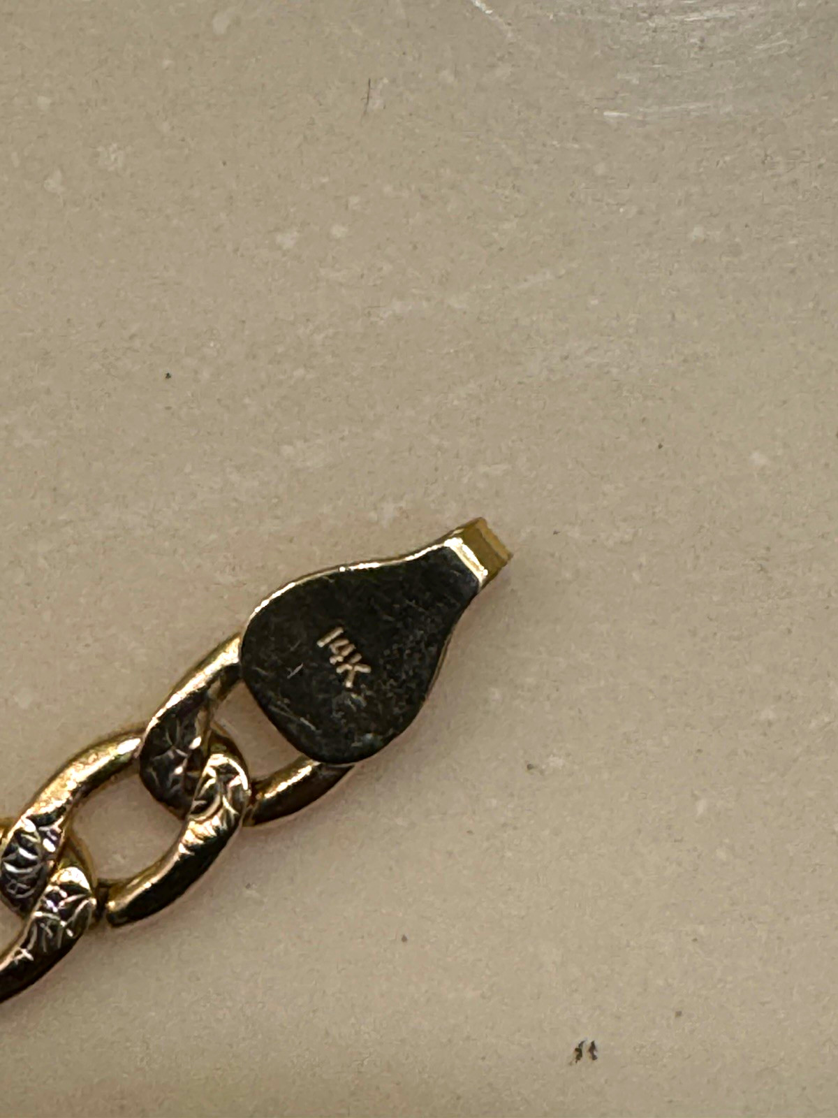 14k Yellow Gold Diamond- Cut Curb Link Bracelet