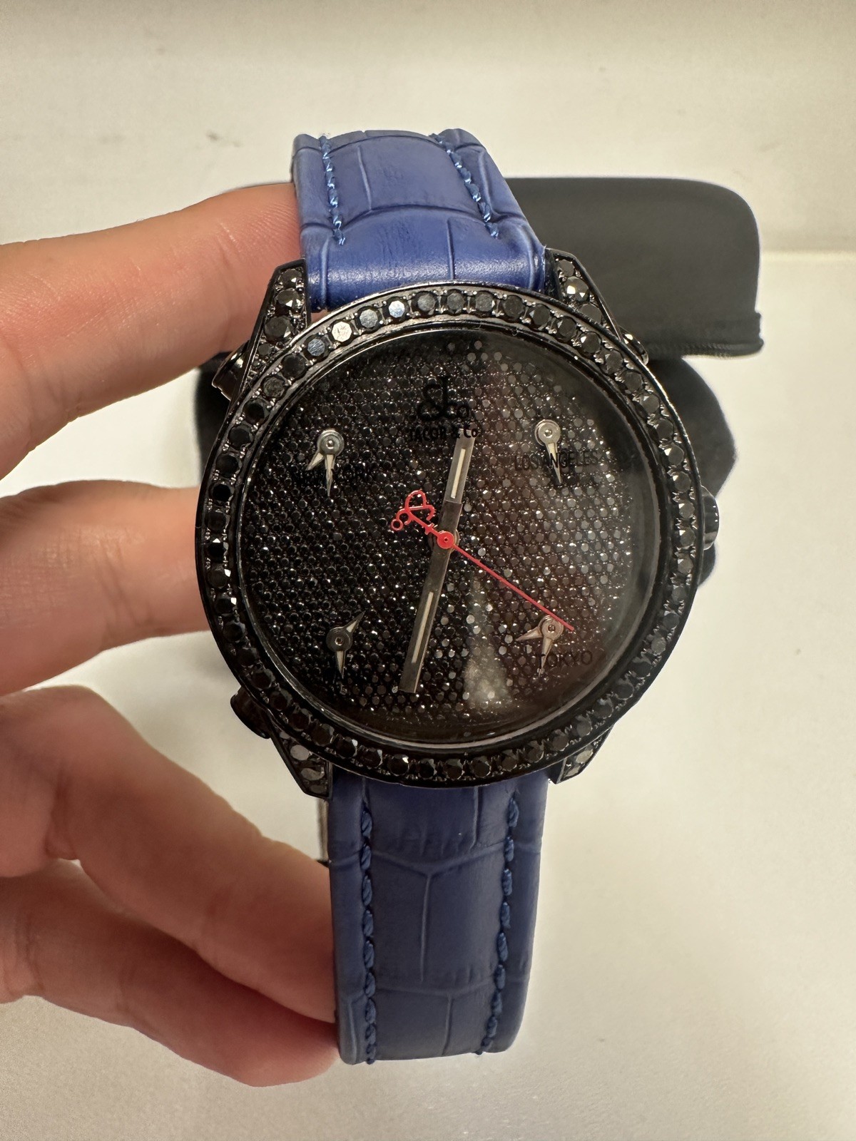 Jacob & Co 5 Time Zone Full Iced Out Factory Black Diamond PVD 40mm Watch JC-130